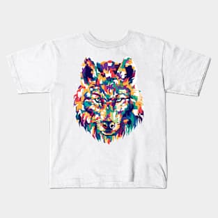 Colorful Wolf Fantasy Artsy Style Kids T-Shirt